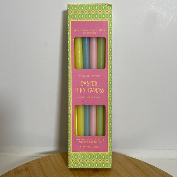 Williams Sonoma Easter Tiny Tapers Candle Pastel Colors Twelve 10 Inch USA Made - Picture 1 of 7
